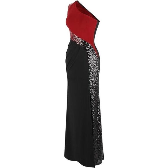 One Shoulder Formal Column Sequin LongโEvening Gown Maxi Dress SIZE LโNWT - Picture 3 of 16